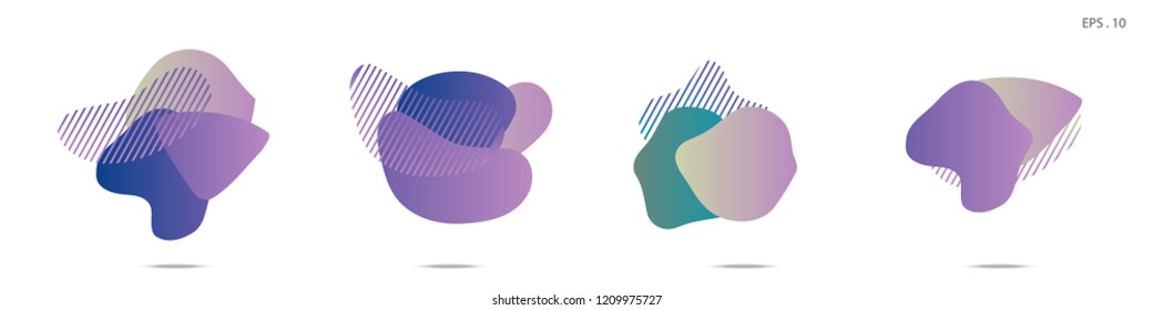 Set of abstract modern graphic elements. Dynamical colored forms and line. Gradient abstract banners with flowing liquid shapes. Template for the design of a logo,flyer or presentation. Vector fluid.