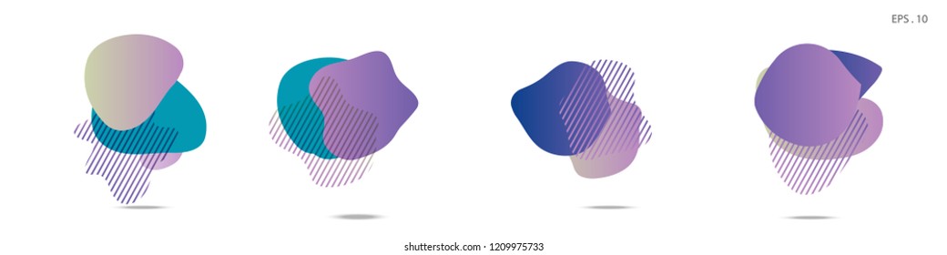 Set of abstract modern graphic elements. Dynamical colored forms and line. Gradient abstract banners with flowing liquid shapes. Template for the design of a logo,flyer or presentation. Vector fluid.