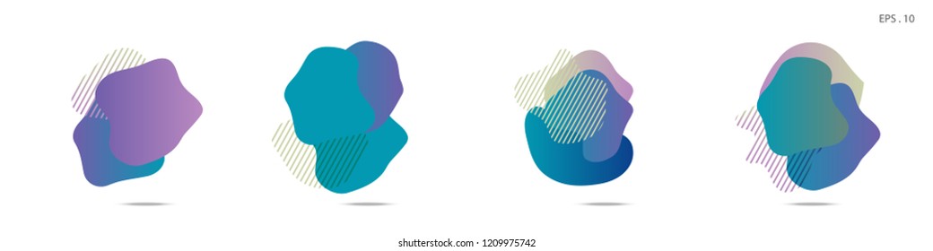 Set of abstract modern graphic elements. Dynamical colored forms and line. Gradient abstract banners with flowing liquid shapes. Template for the design of a logo,flyer or presentation. Vector fluid.