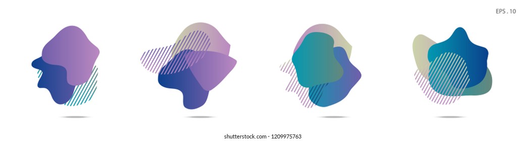 Set of abstract modern graphic elements. Dynamical colored forms and line. Gradient abstract banners with flowing liquid shapes. Template for the design of a logo,flyer or presentation. Vector fluid.