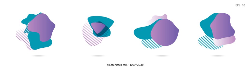 Set of abstract modern graphic elements. Dynamical colored forms and line. Gradient abstract banners with flowing liquid shapes. Template for the design of a logo,flyer or presentation. Vector fluid.