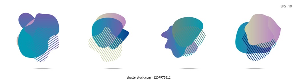 Set of abstract modern graphic elements. Dynamical colored forms and line. Gradient abstract banners with flowing liquid shapes. Template for the design of a logo,flyer or presentation. Vector fluid.