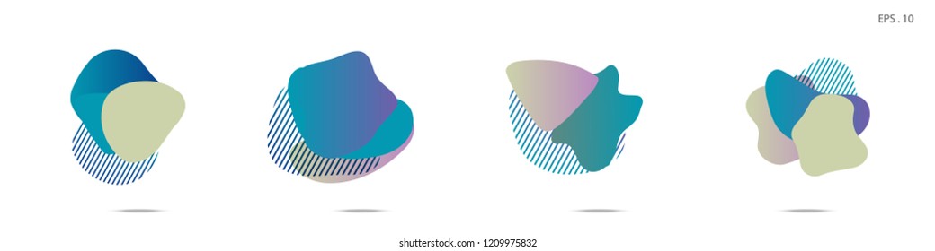 Set of abstract modern graphic elements. Dynamical colored forms and line. Gradient abstract banners with flowing liquid shapes. Template for the design of a logo,flyer or presentation. Vector fluid.