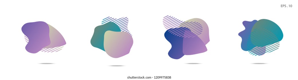 Set of abstract modern graphic elements. Dynamical colored forms and line. Gradient abstract banners with flowing liquid shapes. Template for the design of a logo,flyer or presentation. Vector fluid.