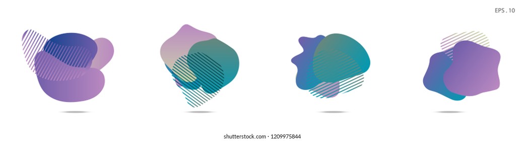 Set of abstract modern graphic elements. Dynamical colored forms and line. Gradient abstract banners with flowing liquid shapes. Template for the design of a logo,flyer or presentation. Vector fluid.