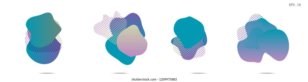 Set of abstract modern graphic elements. Dynamical colored forms and line. Gradient abstract banners with flowing liquid shapes. Template for the design of a logo,flyer or presentation. Vector fluid.