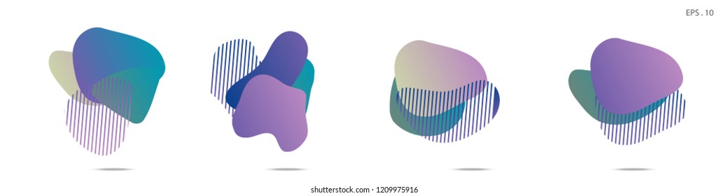 Set of abstract modern graphic elements. Dynamical colored forms and line. Gradient abstract banners with flowing liquid shapes. Template for the design of a logo,flyer or presentation. Vector fluid.