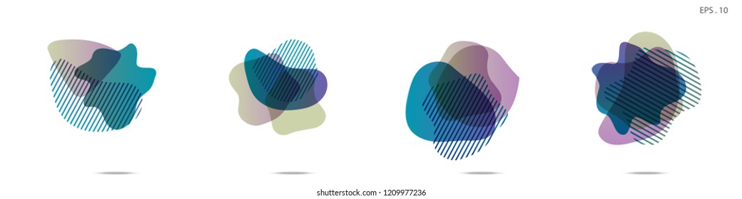 Set of abstract modern graphic elements. Dynamical colored forms and line. Gradient abstract banners with flowing liquid shapes. Template for the design of a logo,flyer or presentation. Vector fluid.