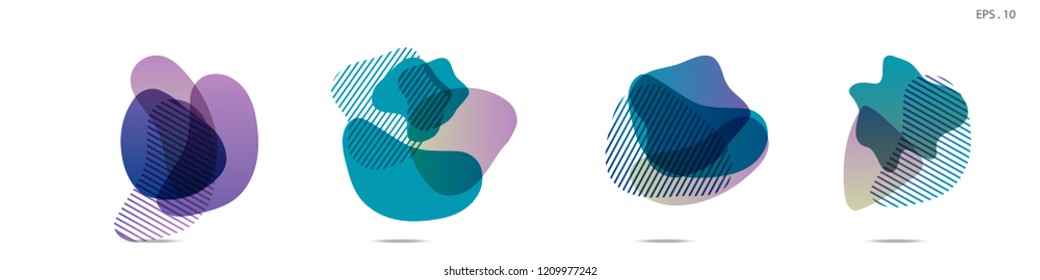 Set of abstract modern graphic elements. Dynamical colored forms and line. Gradient abstract banners with flowing liquid shapes. Template for the design of a logo,flyer or presentation. Vector fluid.