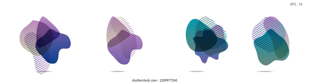 Set of abstract modern graphic elements. Dynamical colored forms and line. Gradient abstract banners with flowing liquid shapes. Template for the design of a logo,flyer or presentation. Vector fluid.