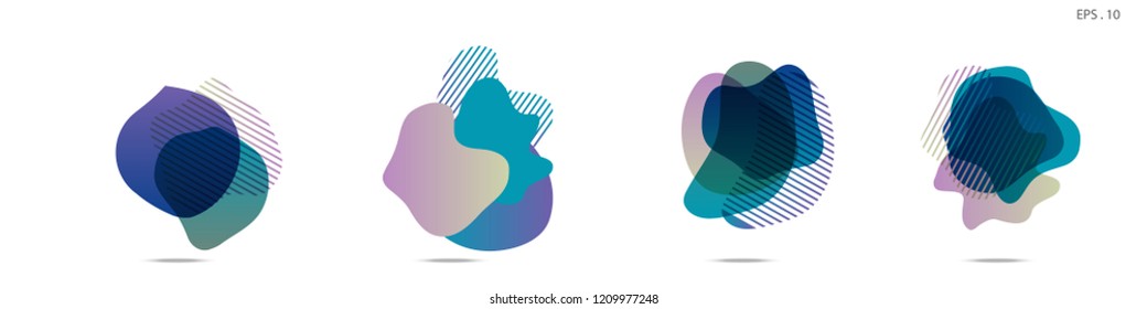 Set of abstract modern graphic elements. Dynamical colored forms and line. Gradient abstract banners with flowing liquid shapes. Template for the design of a logo,flyer or presentation. Vector fluid.