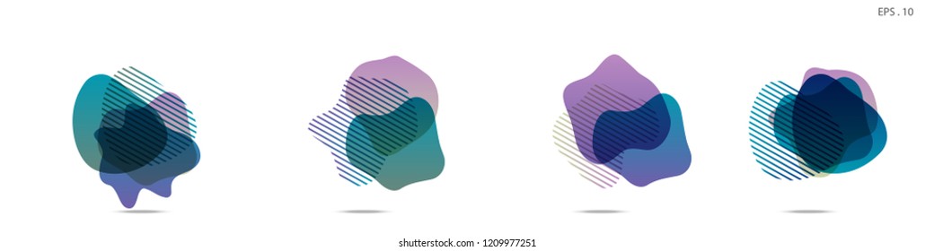 Set of abstract modern graphic elements. Dynamical colored forms and line. Gradient abstract banners with flowing liquid shapes. Template for the design of a logo,flyer or presentation. Vector fluid.