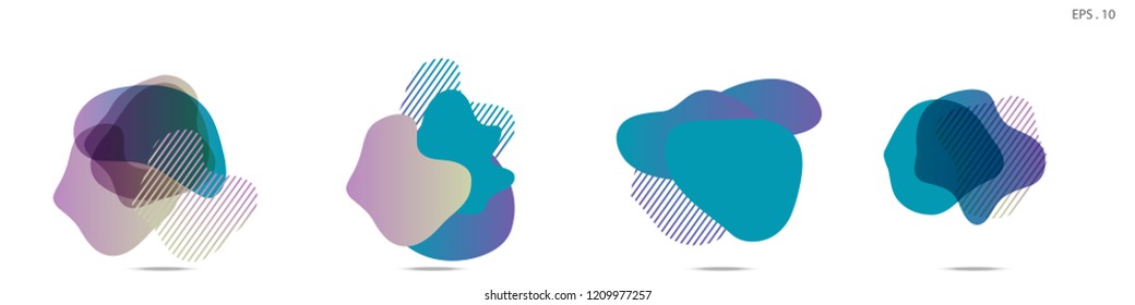 Set of abstract modern graphic elements. Dynamical colored forms and line. Gradient abstract banners with flowing liquid shapes. Template for the design of a logo,flyer or presentation. Vector fluid.