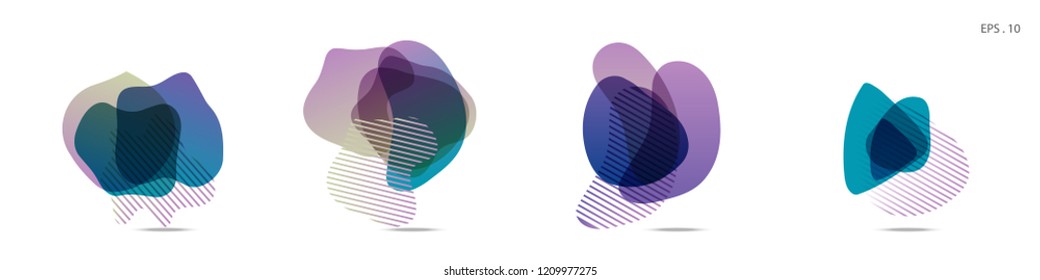 Set of abstract modern graphic elements. Dynamical colored forms and line. Gradient abstract banners with flowing liquid shapes. Template for the design of a logo,flyer or presentation. Vector fluid.