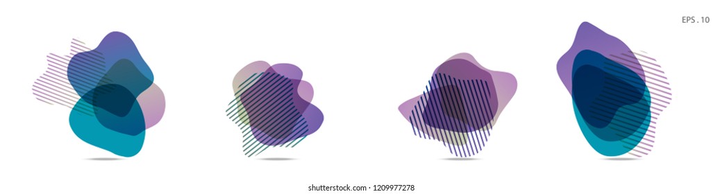 Set of abstract modern graphic elements. Dynamical colored forms and line. Gradient abstract banners with flowing liquid shapes. Template for the design of a logo,flyer or presentation. Vector fluid.