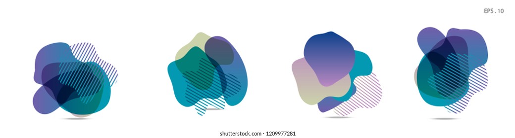 Set of abstract modern graphic elements. Dynamical colored forms and line. Gradient abstract banners with flowing liquid shapes. Template for the design of a logo,flyer or presentation. Vector fluid.