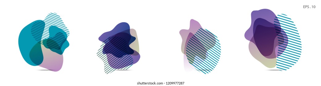 Set of abstract modern graphic elements. Dynamical colored forms and line. Gradient abstract banners with flowing liquid shapes. Template for the design of a logo,flyer or presentation. Vector fluid.