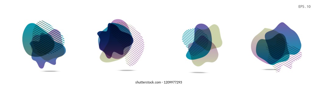 Set of abstract modern graphic elements. Dynamical colored forms and line. Gradient abstract banners with flowing liquid shapes. Template for the design of a logo,flyer or presentation. Vector fluid.