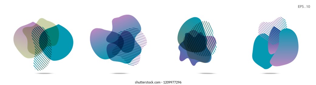 Set of abstract modern graphic elements. Dynamical colored forms and line. Gradient abstract banners with flowing liquid shapes. Template for the design of a logo,flyer or presentation. Vector fluid.