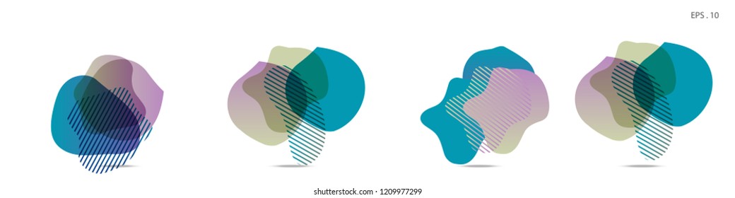 Set of abstract modern graphic elements. Dynamical colored forms and line. Gradient abstract banners with flowing liquid shapes. Template for the design of a logo,flyer or presentation. Vector fluid.