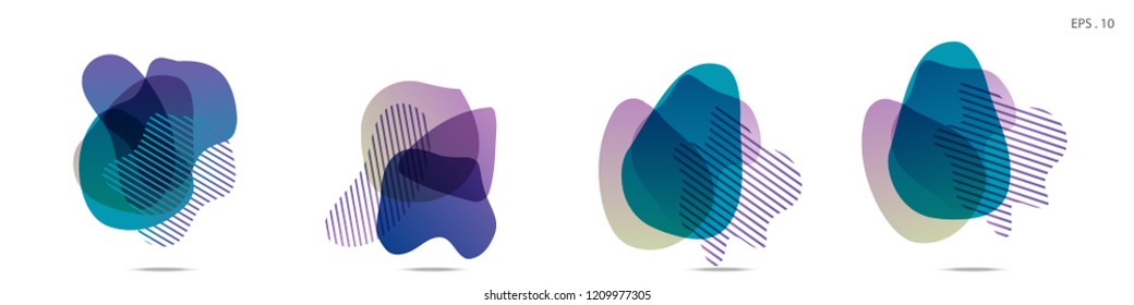 Set of abstract modern graphic elements. Dynamical colored forms and line. Gradient abstract banners with flowing liquid shapes. Template for the design of a logo,flyer or presentation. Vector fluid.