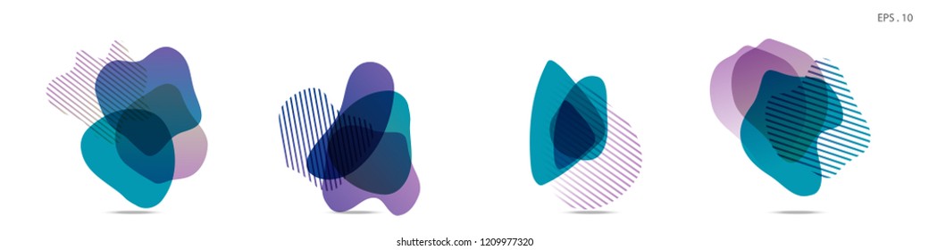Set of abstract modern graphic elements. Dynamical colored forms and line. Gradient abstract banners with flowing liquid shapes. Template for the design of a logo,flyer or presentation. Vector fluid.