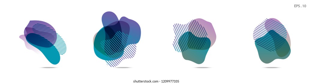 Set of abstract modern graphic elements. Dynamical colored forms and line. Gradient abstract banners with flowing liquid shapes. Template for the design of a logo,flyer or presentation. Vector fluid.
