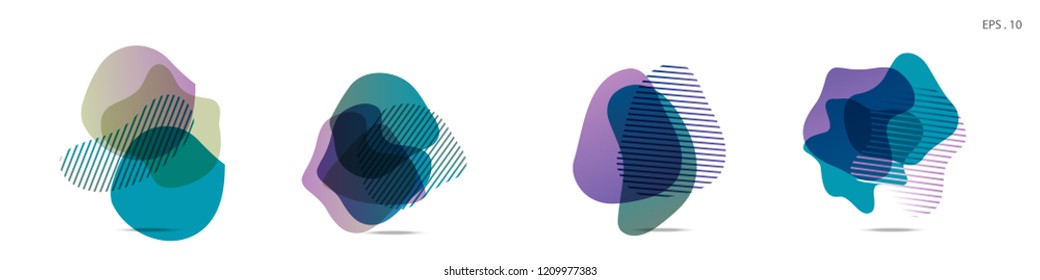 Set of abstract modern graphic elements. Dynamical colored forms and line. Gradient abstract banners with flowing liquid shapes. Template for the design of a logo,flyer or presentation. Vector fluid.