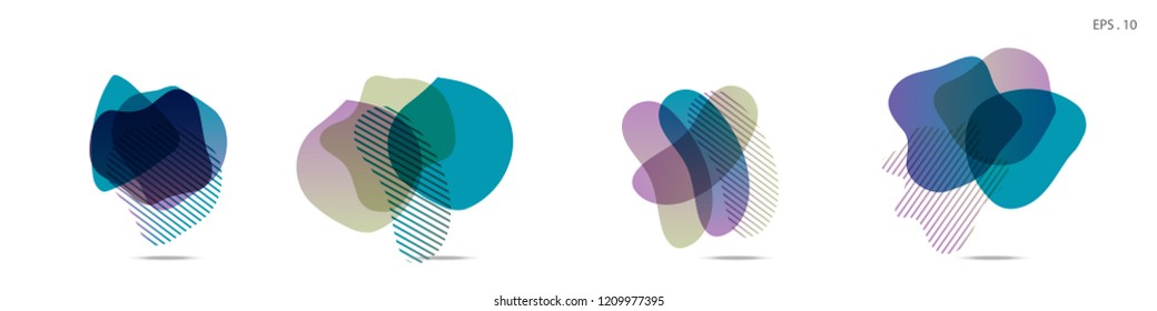 Set of abstract modern graphic elements. Dynamical colored forms and line. Gradient abstract banners with flowing liquid shapes. Template for the design of a logo,flyer or presentation. Vector fluid.