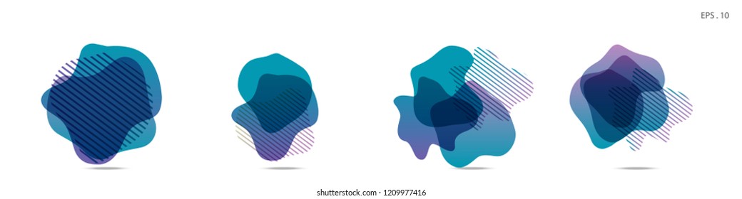 Set of abstract modern graphic elements. Dynamical colored forms and line. Gradient abstract banners with flowing liquid shapes. Template for the design of a logo,flyer or presentation. Vector fluid.
