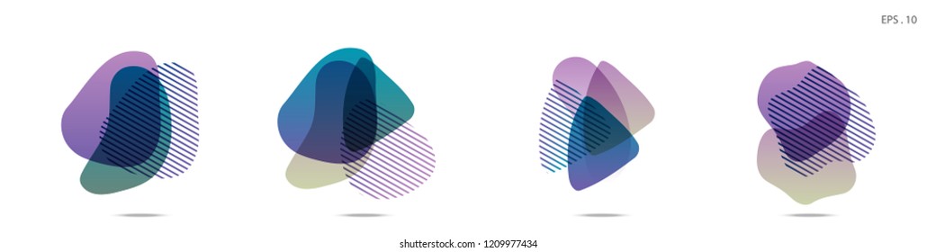 Set of abstract modern graphic elements. Dynamical colored forms and line. Gradient abstract banners with flowing liquid shapes. Template for the design of a logo,flyer or presentation. Vector fluid.