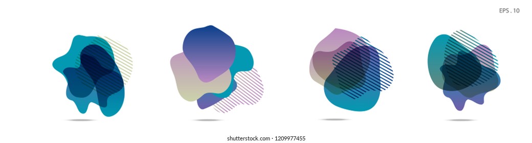 Set of abstract modern graphic elements. Dynamical colored forms and line. Gradient abstract banners with flowing liquid shapes. Template for the design of a logo,flyer or presentation. Vector fluid.