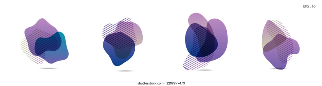 Set of abstract modern graphic elements. Dynamical colored forms and line. Gradient abstract banners with flowing liquid shapes. Template for the design of a logo,flyer or presentation. Vector fluid.