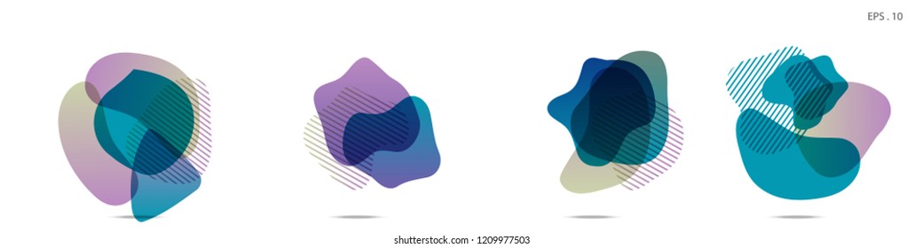 Set of abstract modern graphic elements. Dynamical colored forms and line. Gradient abstract banners with flowing liquid shapes. Template for the design of a logo,flyer or presentation. Vector fluid.