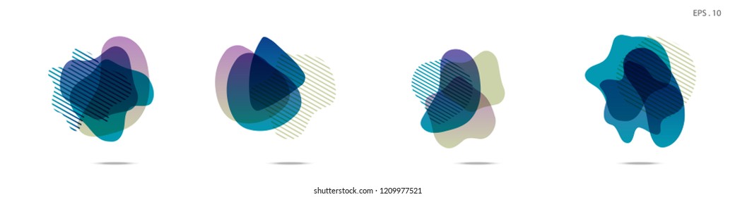 Set of abstract modern graphic elements. Dynamical colored forms and line. Gradient abstract banners with flowing liquid shapes. Template for the design of a logo,flyer or presentation. Vector fluid.