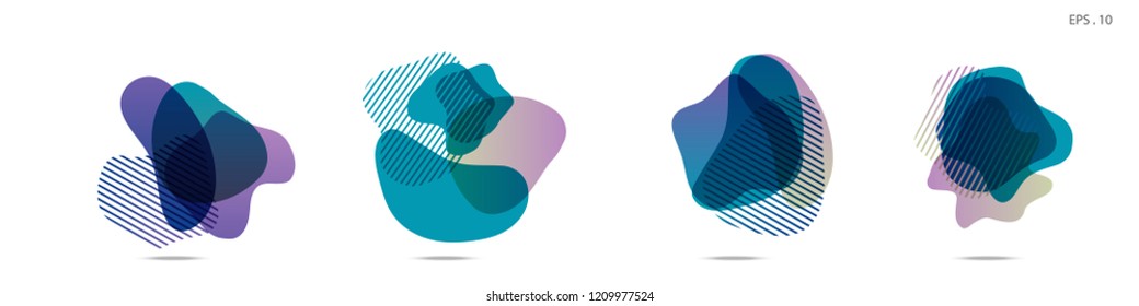 Set of abstract modern graphic elements. Dynamical colored forms and line. Gradient abstract banners with flowing liquid shapes. Template for the design of a logo,flyer or presentation. Vector fluid.