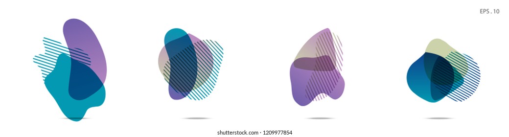 Set of abstract modern graphic elements. Dynamical colored forms and line. Gradient abstract banners with flowing liquid shapes. Template for the design of a logo,flyer or presentation. Vector fluid.