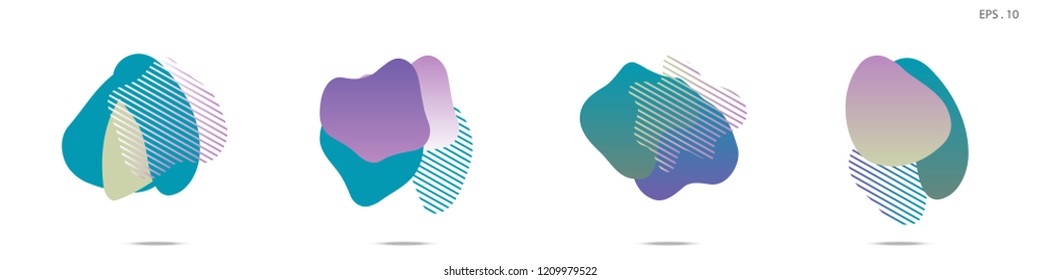 Set of abstract modern graphic elements. Dynamical colored forms and line. Gradient abstract banners with flowing liquid shapes. Template for the design of a logo,flyer or presentation. Vector fluid.