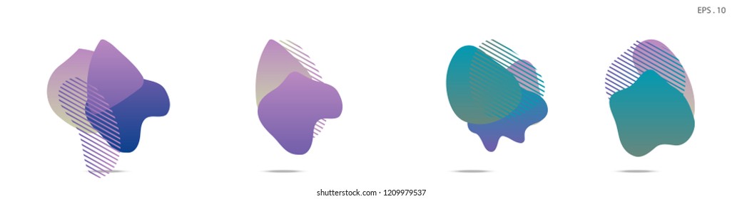Set of abstract modern graphic elements. Dynamical colored forms and line. Gradient abstract banners with flowing liquid shapes. Template for the design of a logo,flyer or presentation. Vector fluid.