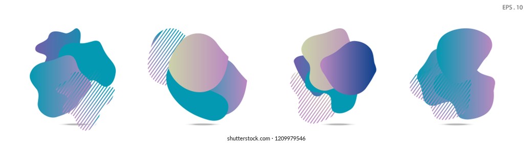 Set of abstract modern graphic elements. Dynamical colored forms and line. Gradient abstract banners with flowing liquid shapes. Template for the design of a logo,flyer or presentation. Vector fluid.