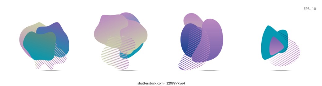 Set of abstract modern graphic elements. Dynamical colored forms and line. Gradient abstract banners with flowing liquid shapes. Template for the design of a logo,flyer or presentation. Vector fluid.