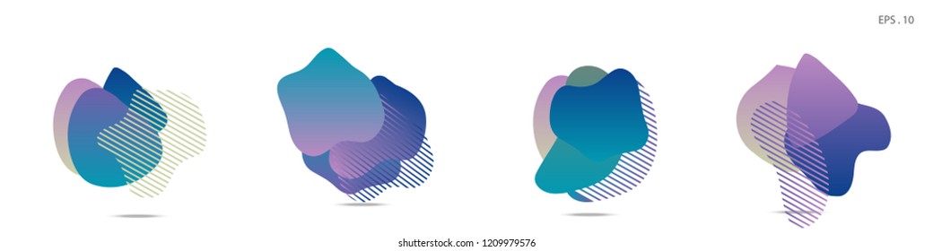 Set of abstract modern graphic elements. Dynamical colored forms and line. Gradient abstract banners with flowing liquid shapes. Template for the design of a logo,flyer or presentation. Vector fluid.