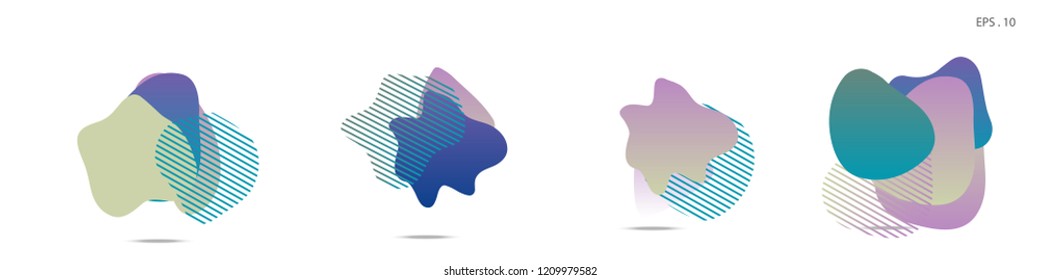 Set of abstract modern graphic elements. Dynamical colored forms and line. Gradient abstract banners with flowing liquid shapes. Template for the design of a logo,flyer or presentation. Vector fluid.