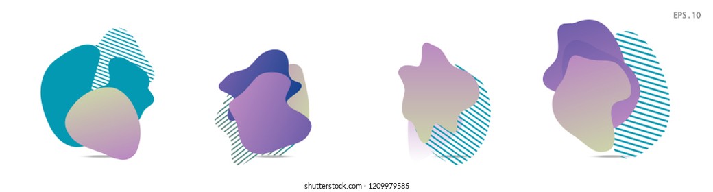 Set of abstract modern graphic elements. Dynamical colored forms and line. Gradient abstract banners with flowing liquid shapes. Template for the design of a logo,flyer or presentation. Vector fluid.