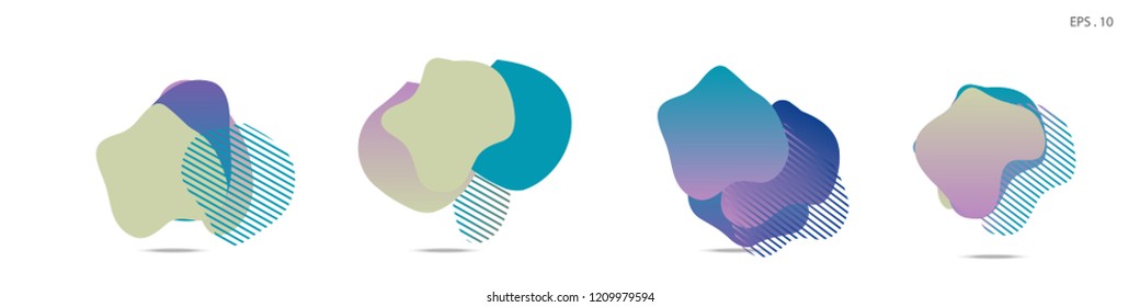 Set of abstract modern graphic elements. Dynamical colored forms and line. Gradient abstract banners with flowing liquid shapes. Template for the design of a logo,flyer or presentation. Vector fluid.
