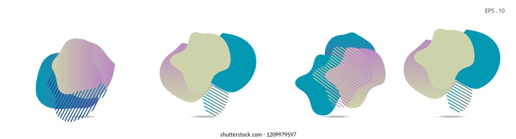 Set of abstract modern graphic elements. Dynamical colored forms and line. Gradient abstract banners with flowing liquid shapes. Template for the design of a logo,flyer or presentation. Vector fluid.