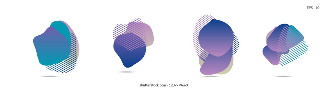 Set of abstract modern graphic elements. Dynamical colored forms and line. Gradient abstract banners with flowing liquid shapes. Template for the design of a logo,flyer or presentation. Vector fluid.