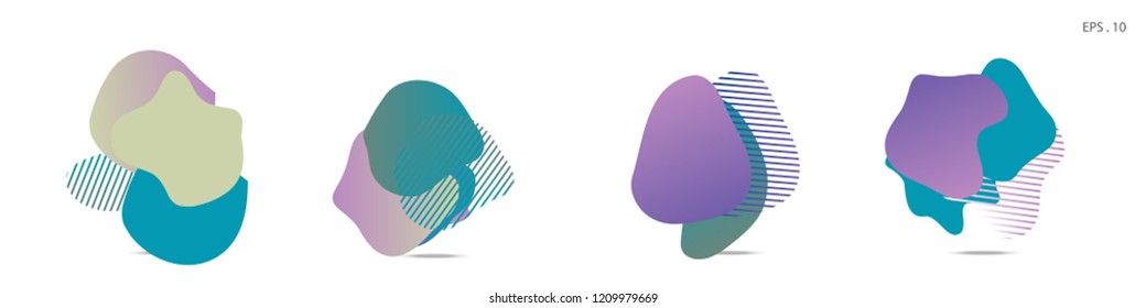 Set of abstract modern graphic elements. Dynamical colored forms and line. Gradient abstract banners with flowing liquid shapes. Template for the design of a logo,flyer or presentation. Vector fluid.