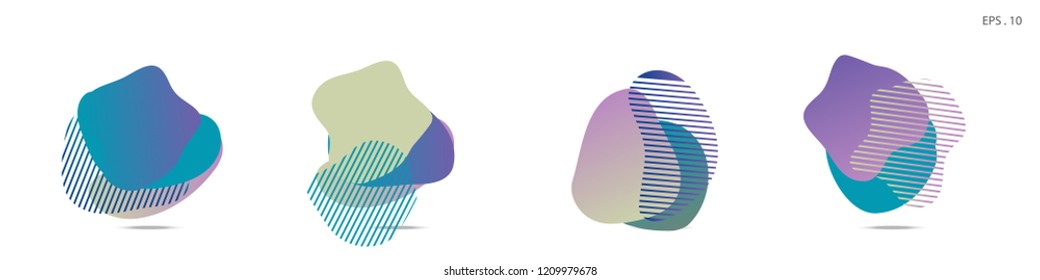 Set of abstract modern graphic elements. Dynamical colored forms and line. Gradient abstract banners with flowing liquid shapes. Template for the design of a logo,flyer or presentation. Vector fluid.