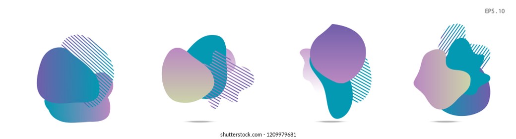 Set of abstract modern graphic elements. Dynamical colored forms and line. Gradient abstract banners with flowing liquid shapes. Template for the design of a logo,flyer or presentation. Vector fluid.